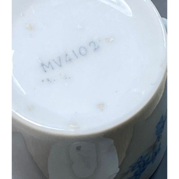 Vintage Tea Cup & Saucer Limoges Demitasse Porcelain Blue Floral Pattern - Picture 6 of 7